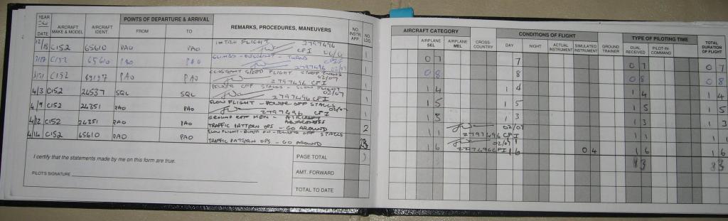 1000 - Logbook Flights