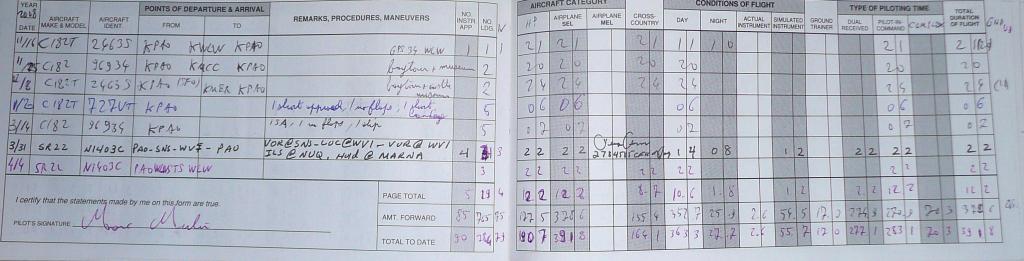 1030 - Logbook Flights