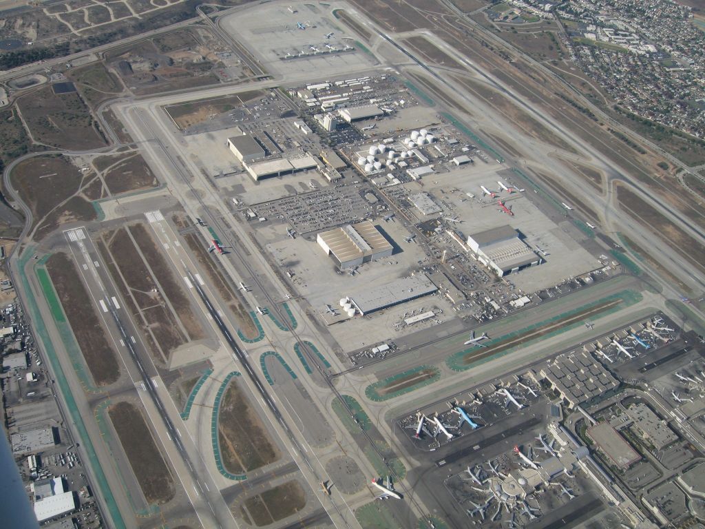 flying over LAX airport