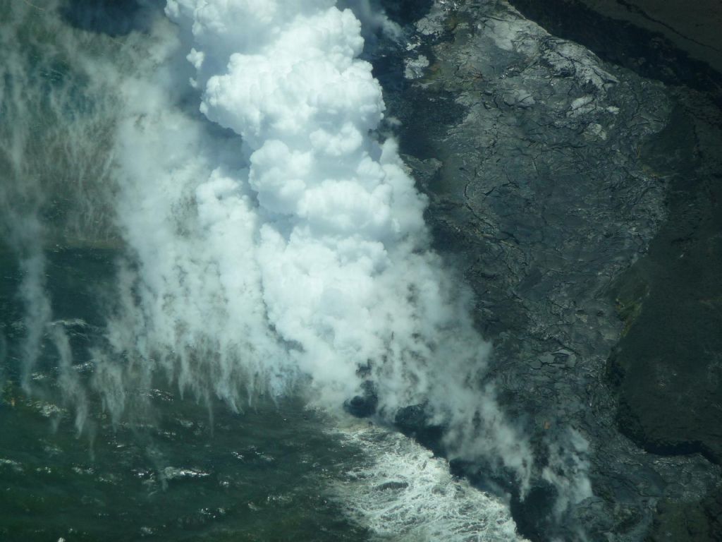 Lava meeting the water