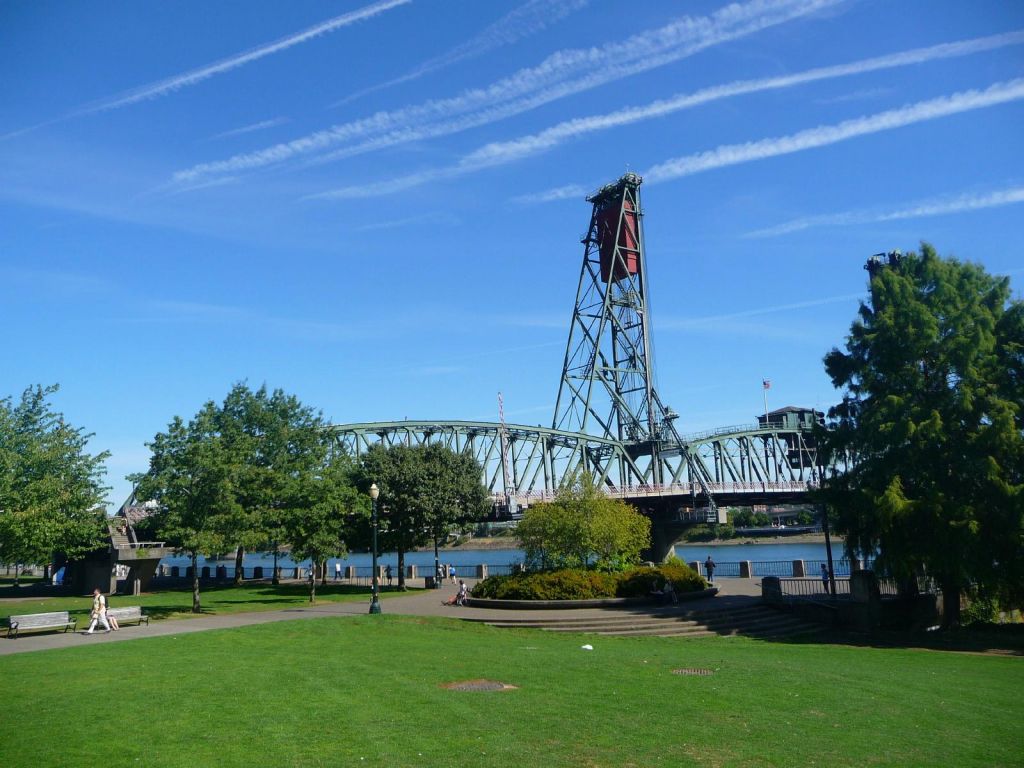 a nice lifting bridge with counter balancing weights