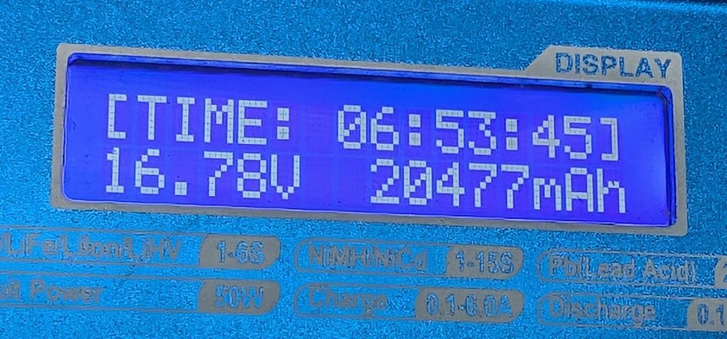 because all meters have measurement errors, recharging pushed back in 20.4Ah instead of 21.2Ah which doesn't quite add up, but close enough