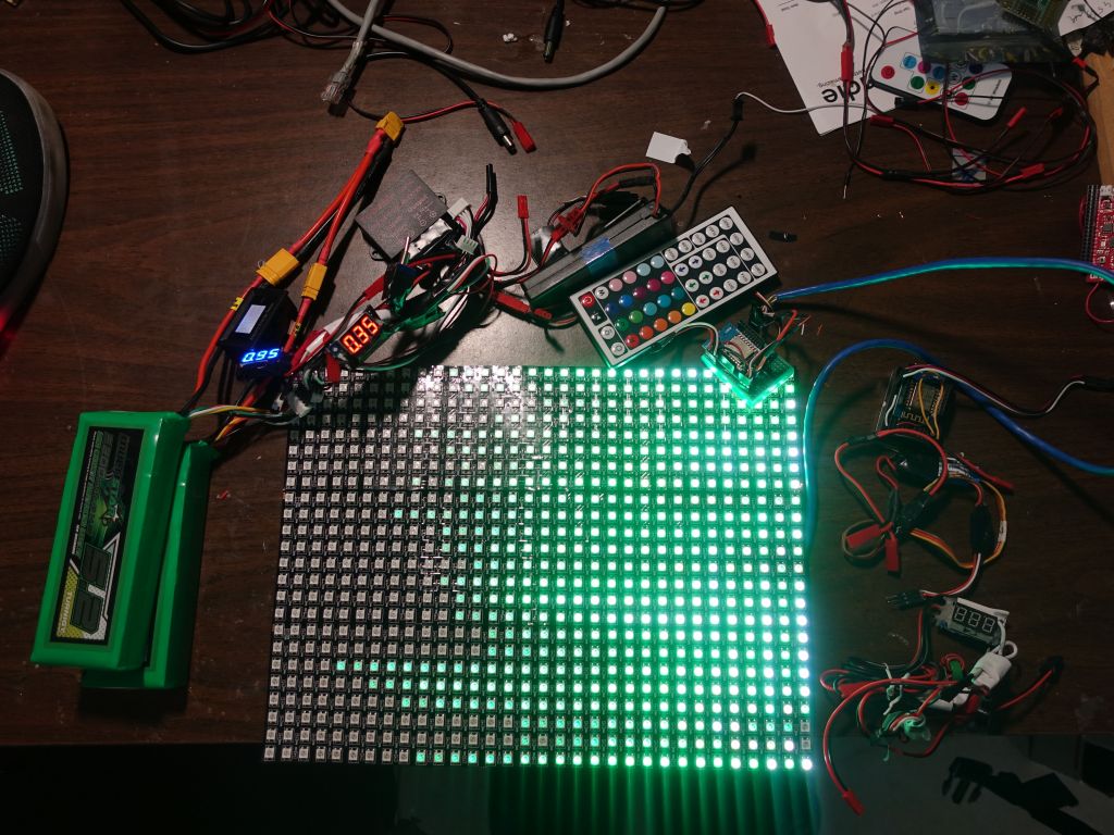 two 5Ah 16V lipos give about 160Wh, just enough to run 2 panels 10 to 12H