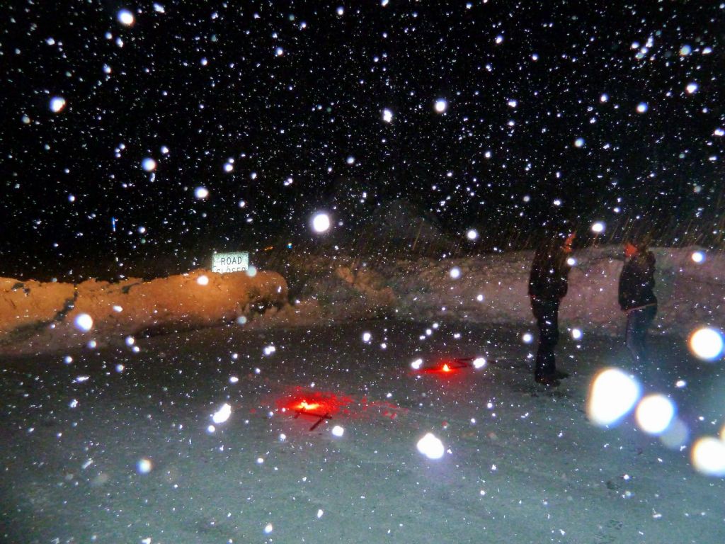 the caltrans guy just made a snow roadblock