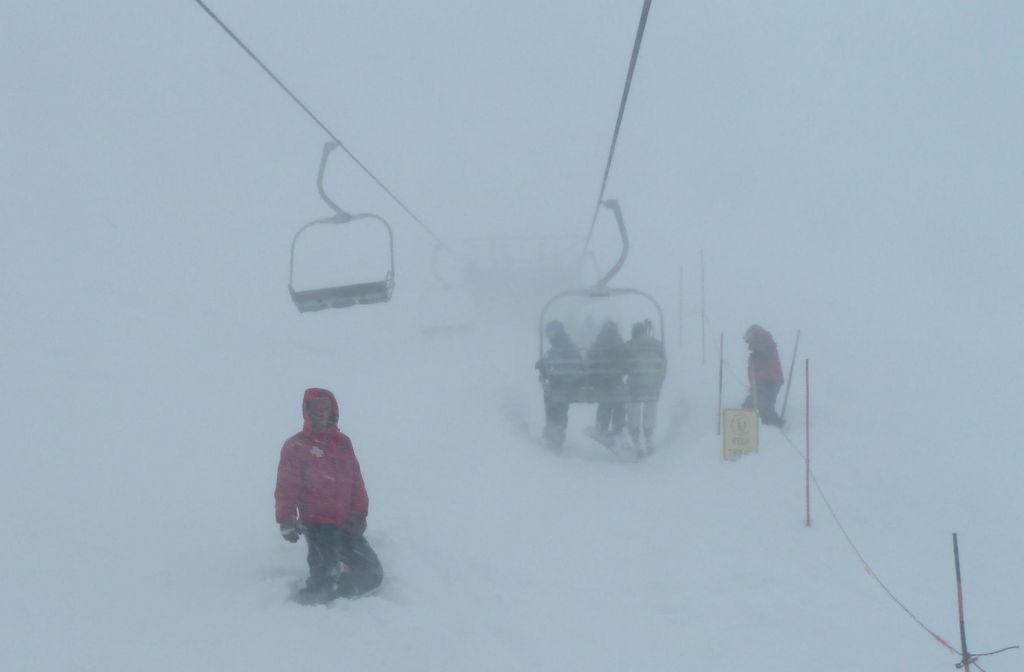 kirkwood staff was shoveling the snow at the top of the wall so that we didn't get stuck