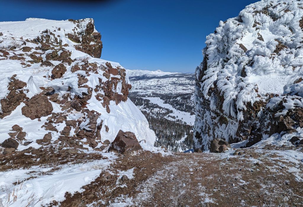 interestingly, the top of the chutes by the wall were bare due to wind blowing the snow away