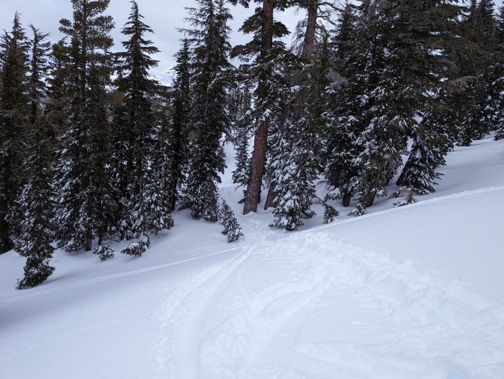 I did have to hike back up to find a pole I dropped, took 25mn because of deep the snow was