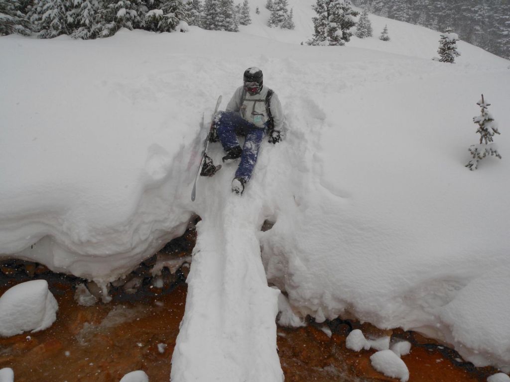 bridge was slippery and with very uneven snow