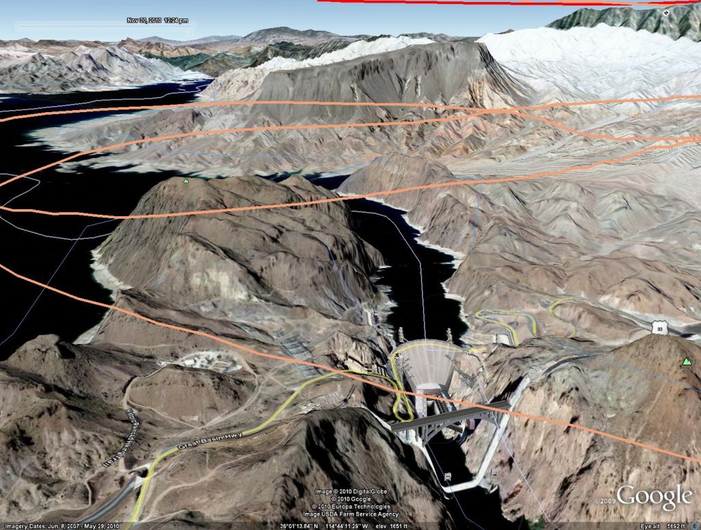 Hoover Dam with newly constructed bridge