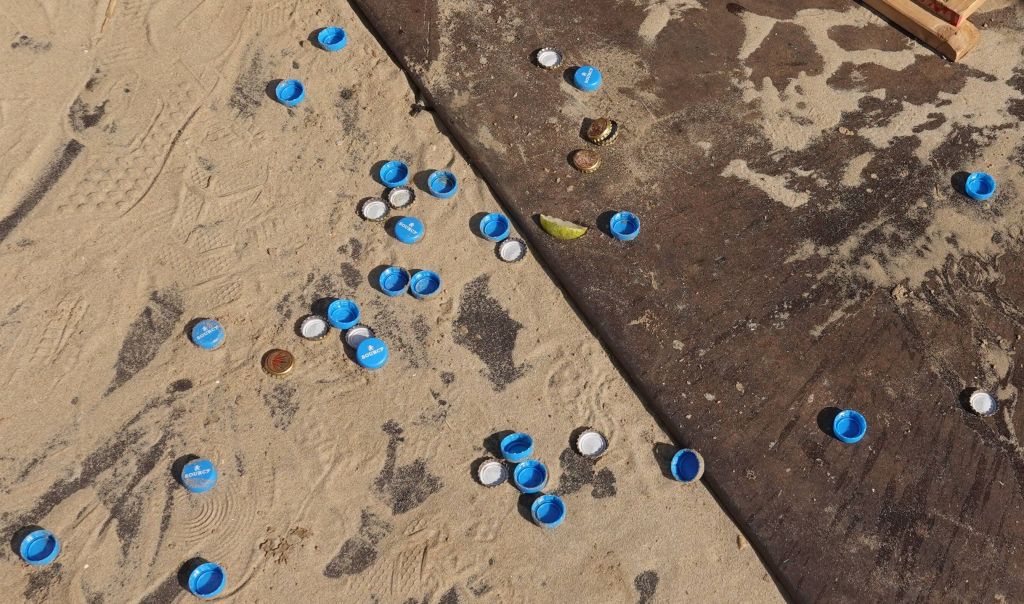 stash of all the forbidden bottle water caps. People asked me to pick them up and give some to them