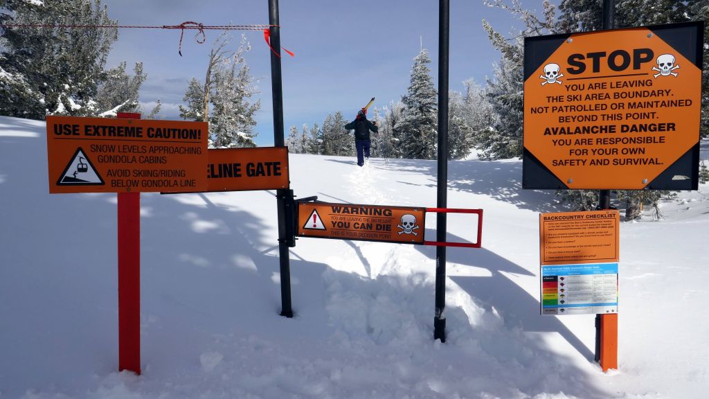 we walked to the first backcountry gate as the lifts weren't running yet (!)