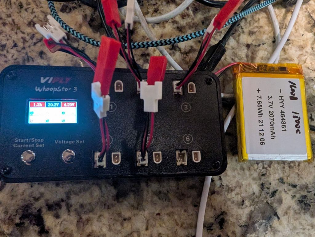 of course now I had to find a buy a faster 1S lipo charger with the right connectors (had to get JST adapters)