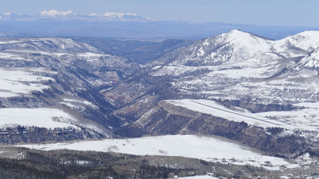 great view on the aircraft carrier style Telluride airport, highest commercial airport in the continental US