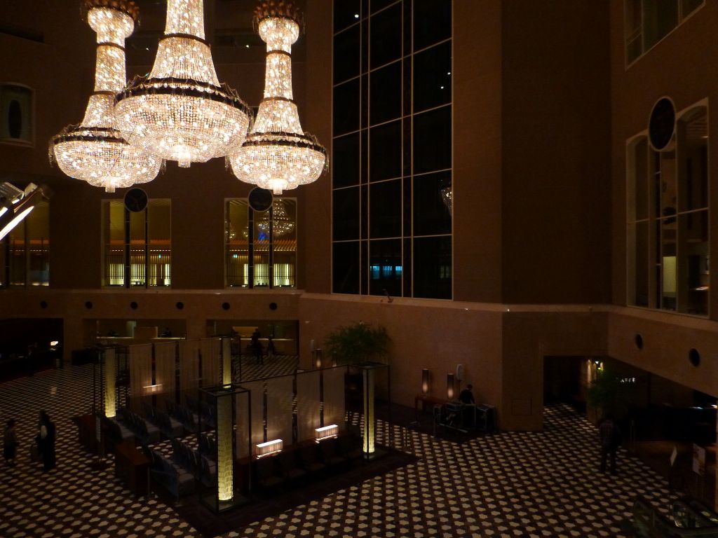 The lobby of the Hyatt we left our luggage at before going out to the MET for city views