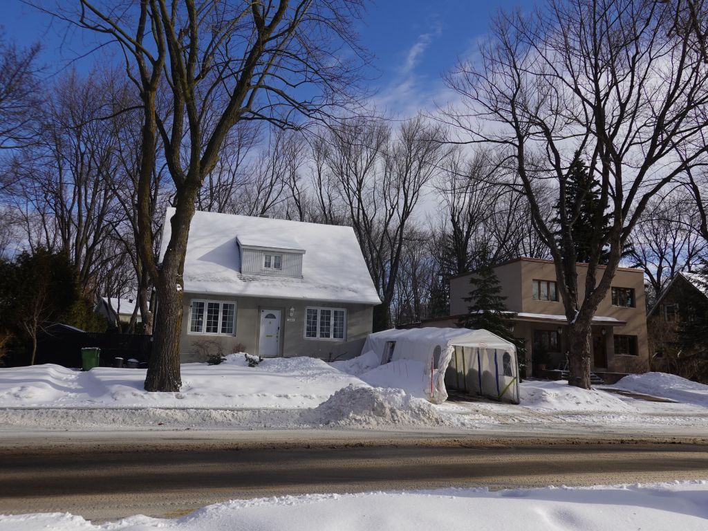 During my drive, I noticed that people had tent carports in their driveways to avoid cleaning their cars