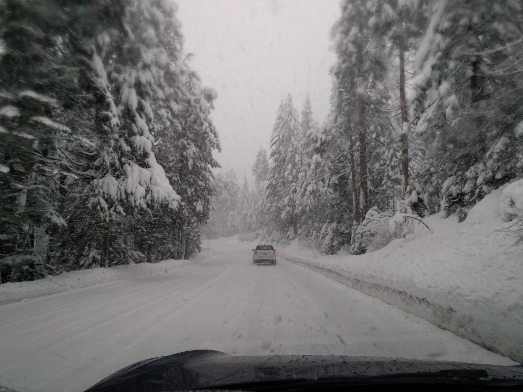 Nice weather, the car handled well enough in snow with its stock 19 inch M+S tires