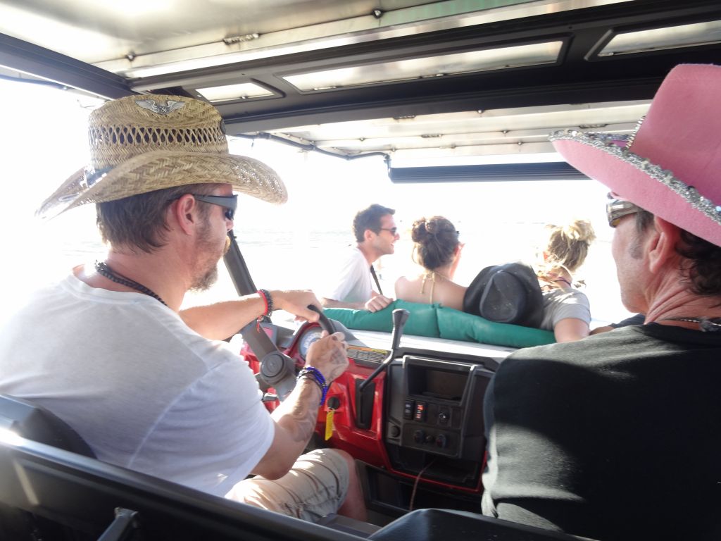 and we were super lucky to get an art car ride into the playa, saving a long walk