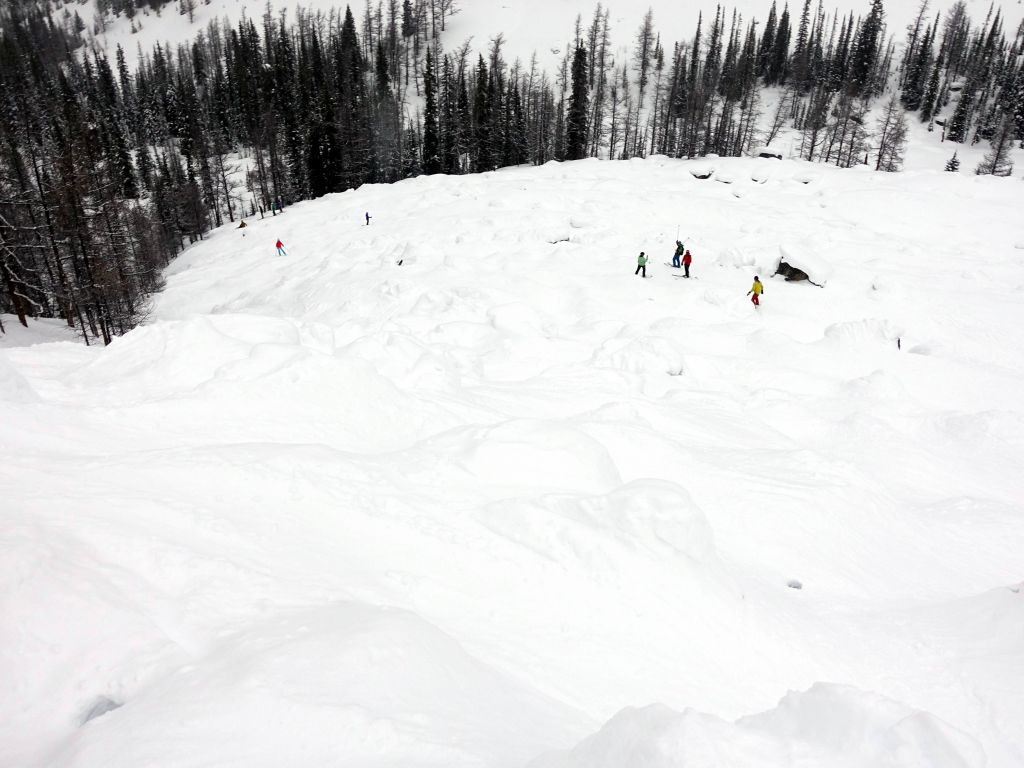 very cool snow covered boulder field on the edge of the resort