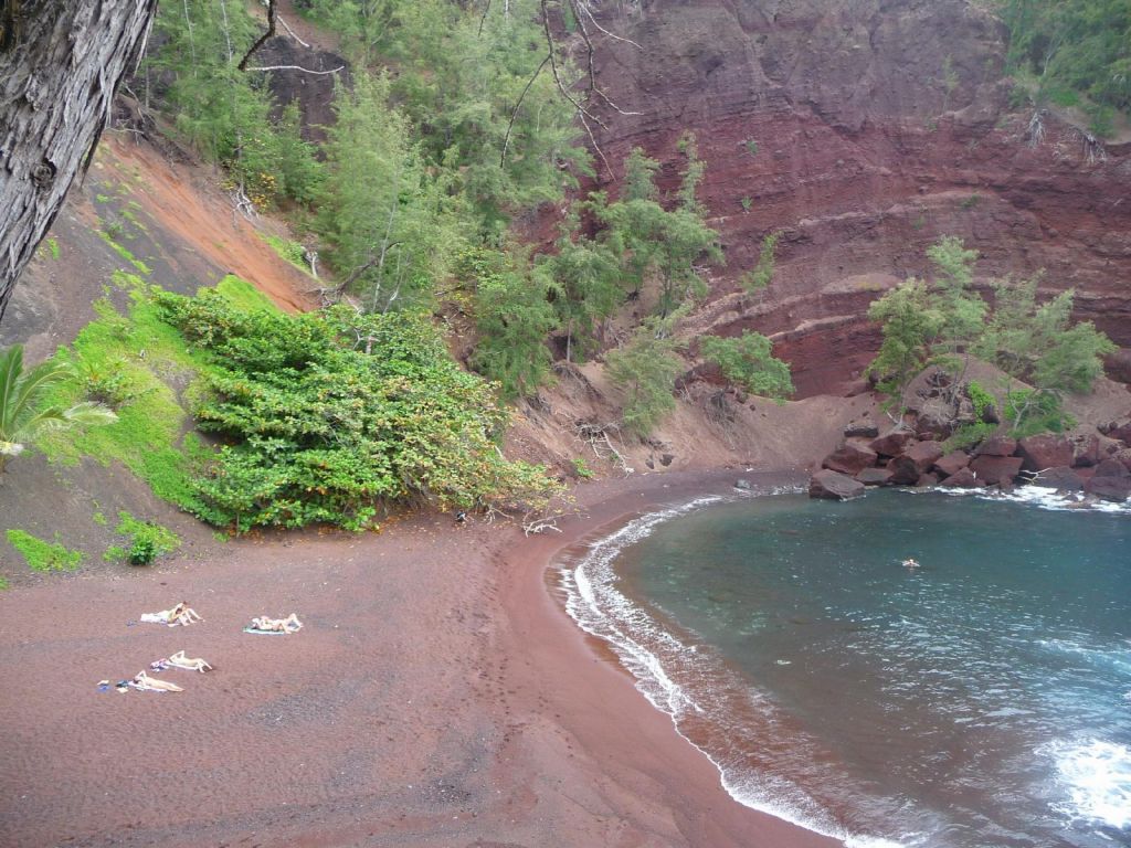 red sand beach