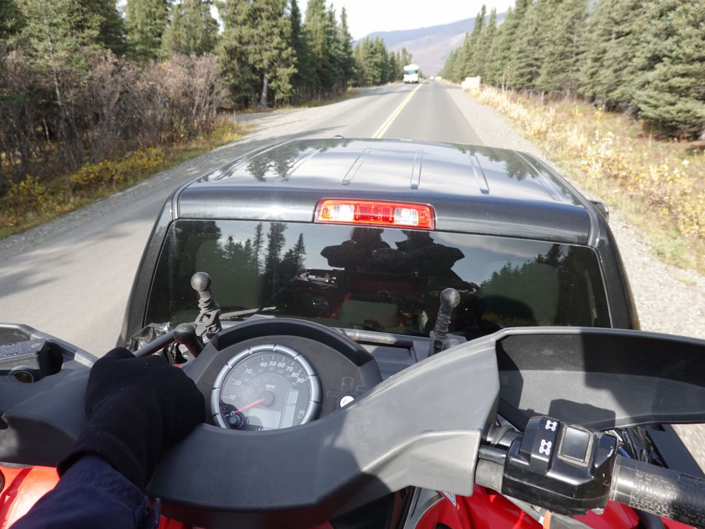 from the parking lot, we got a ride in the back of an SUV, riding on top of their ATV that was in the back. That was fun and weird :)