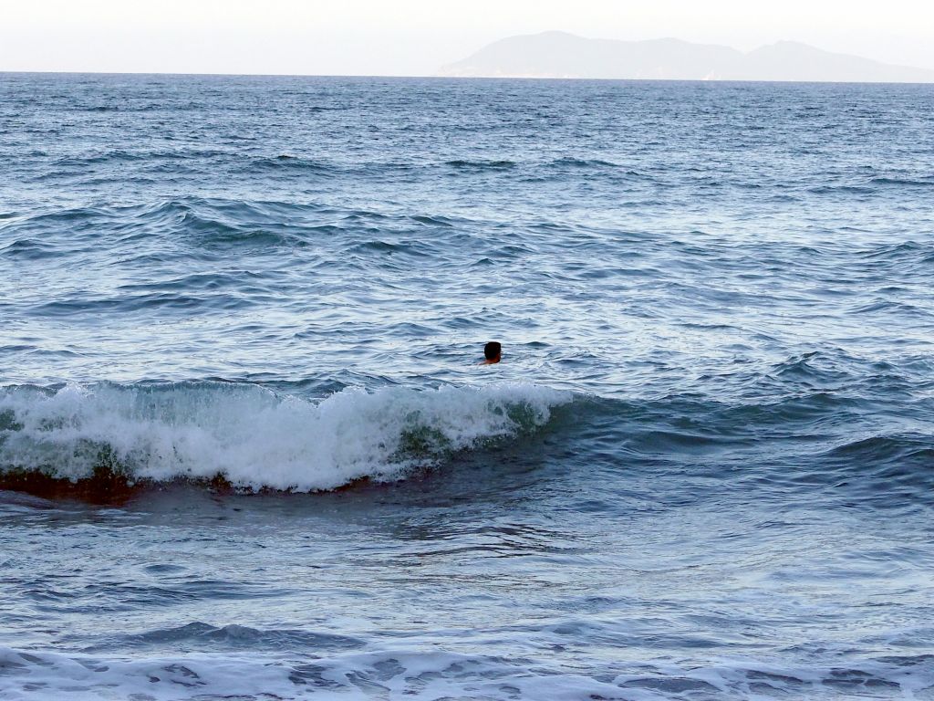 I went for a swim, but it was kind of dicey with all the rocks