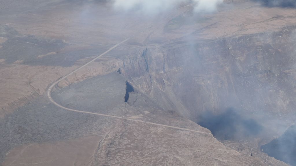 crater road used to go around, but the volcano grew and took the road away